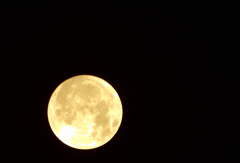 Full Moon in Night Sky — Yellow, Photograph