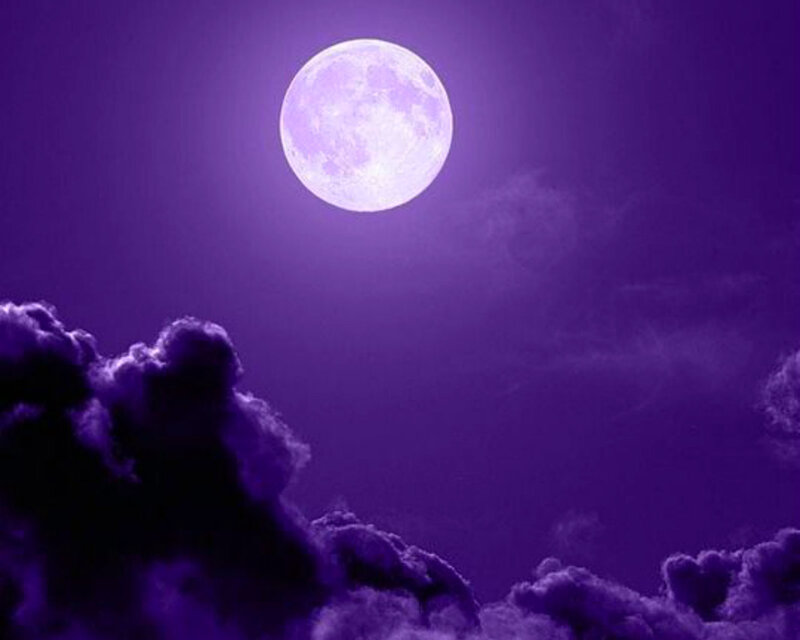 Full Moon in Purple Sky — Dramatic, Night, Photograph