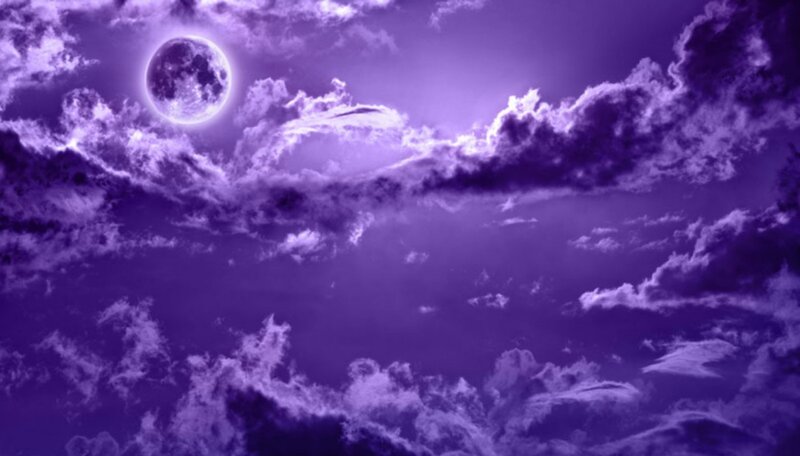 Full Moon in Purple Sky — Dramatic, Night