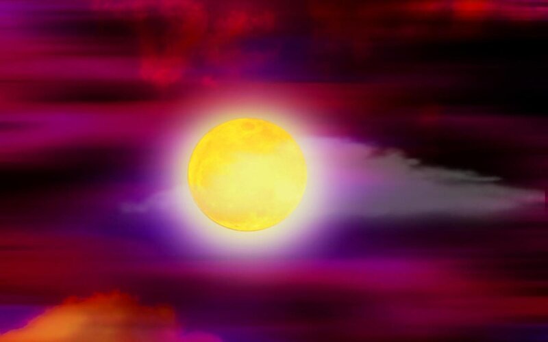 Full Moon in Sky — Yellow, Dramatic