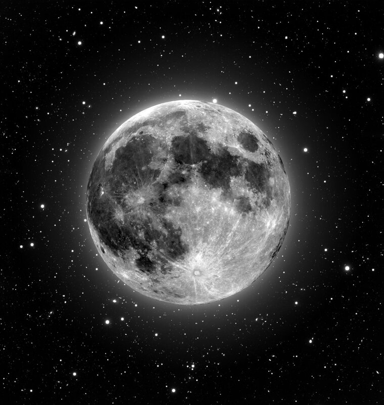 Full Moon in Space — Black, Serene, Night