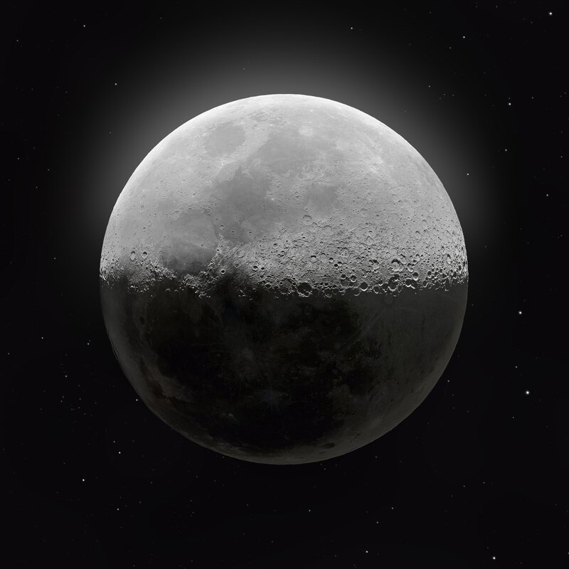 Full Moon in Space — Gray, Dramatic