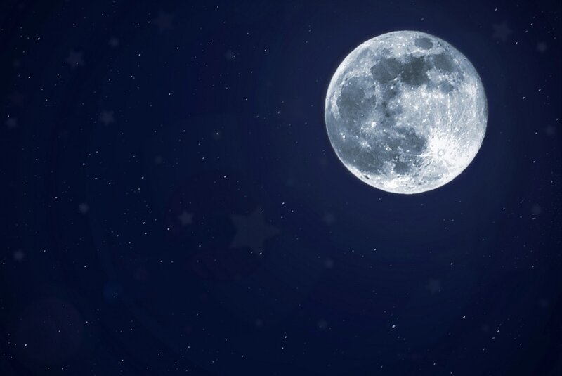 Full moon in starry night