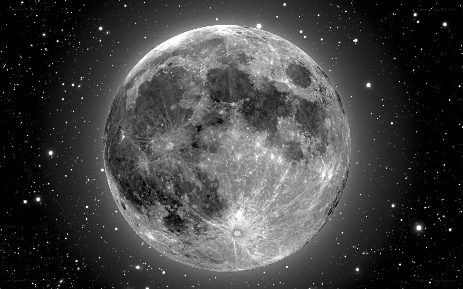 Full moon in starry sky