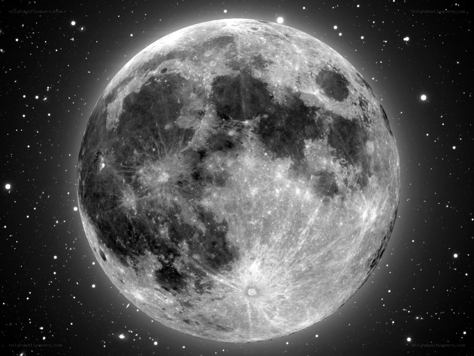 Full moon in starry sky