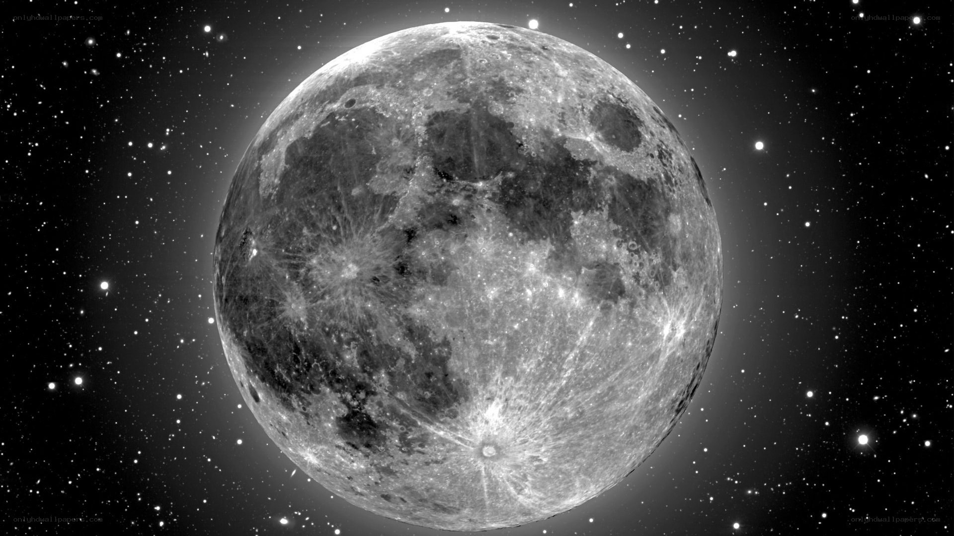 Full moon in starry sky