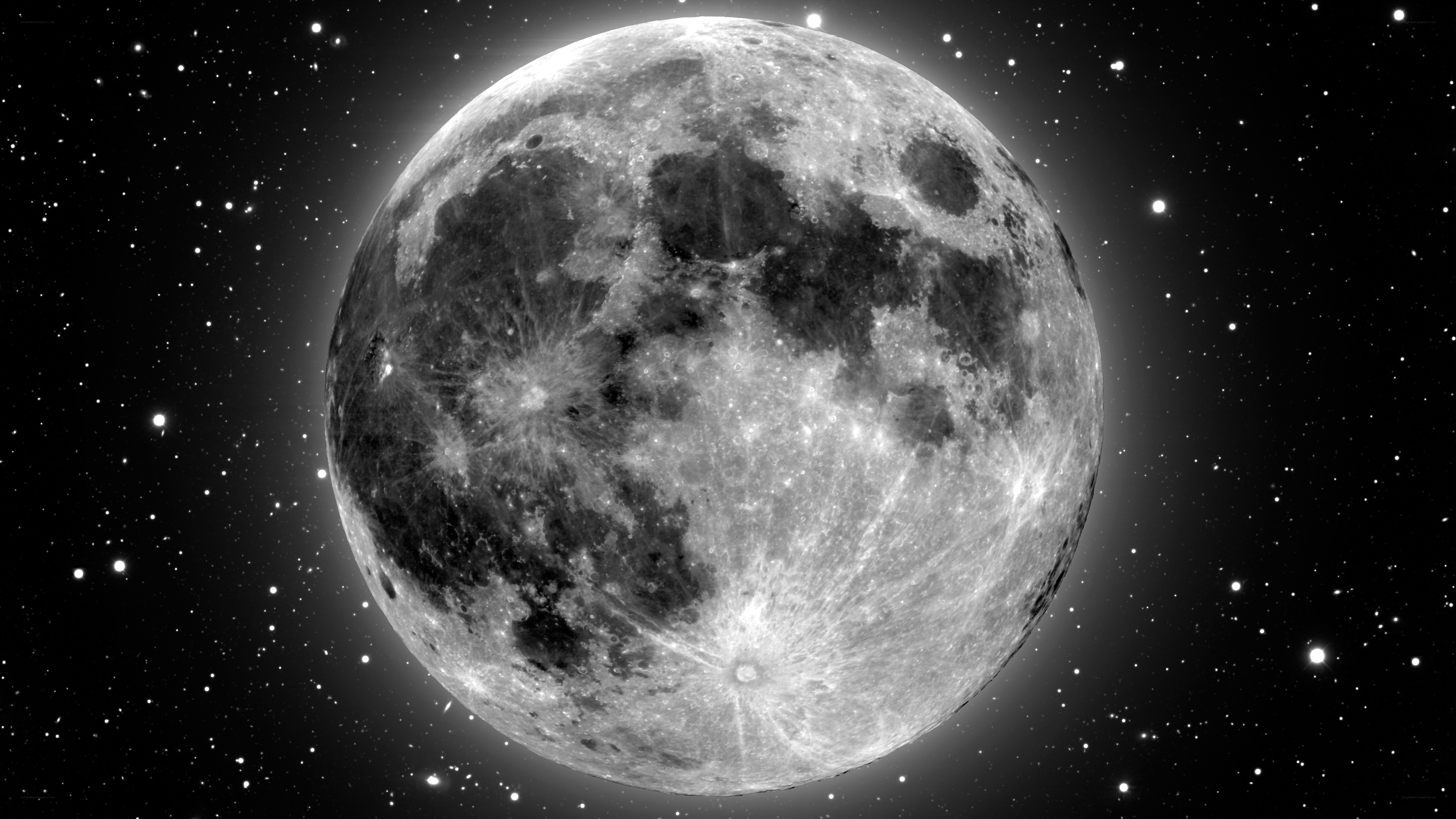 Full moon in starry sky
