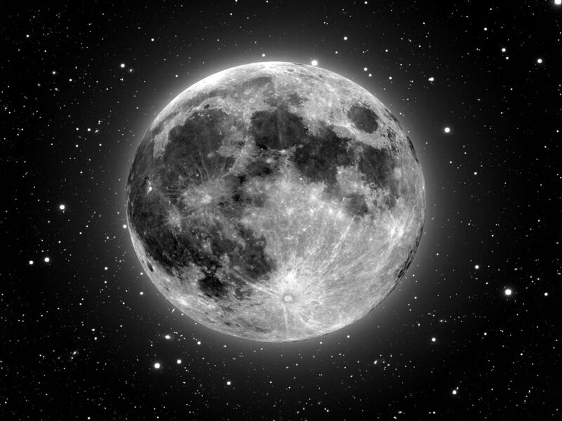 Full moon in starry sky