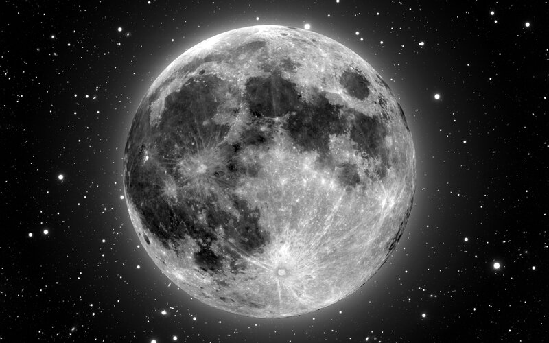 Full moon in starry sky