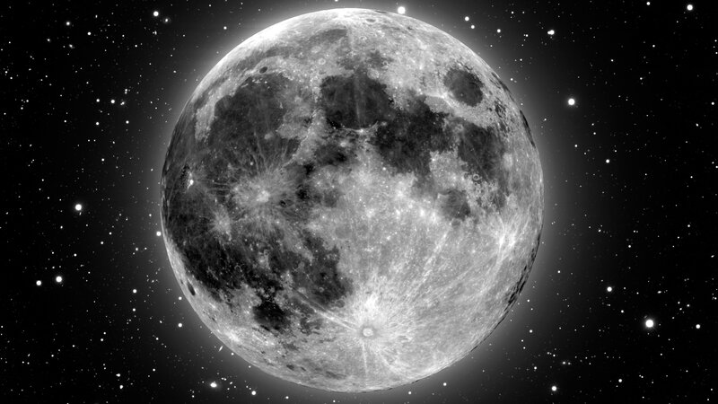 Full moon in starry sky