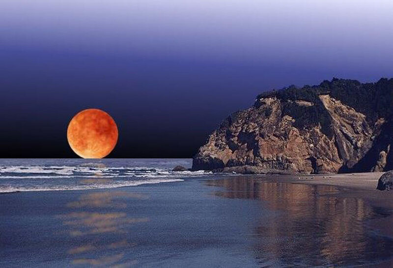 Full Moon over Beach