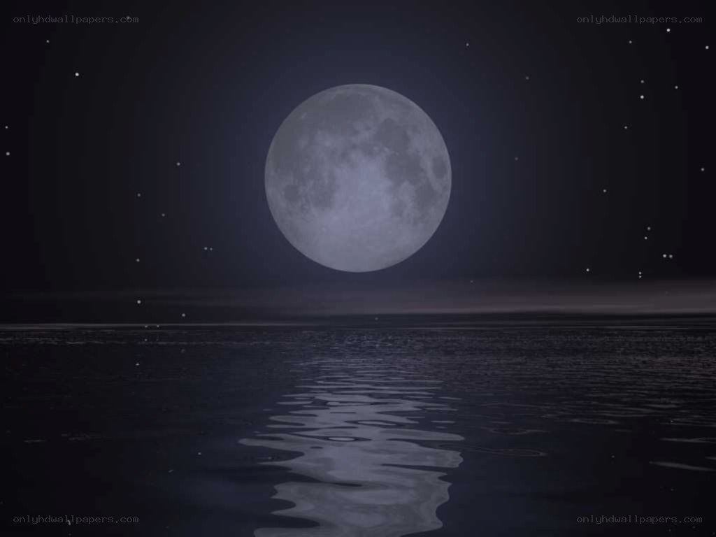 Full moon over calm water