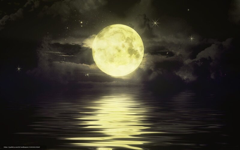 Full moon over calm water