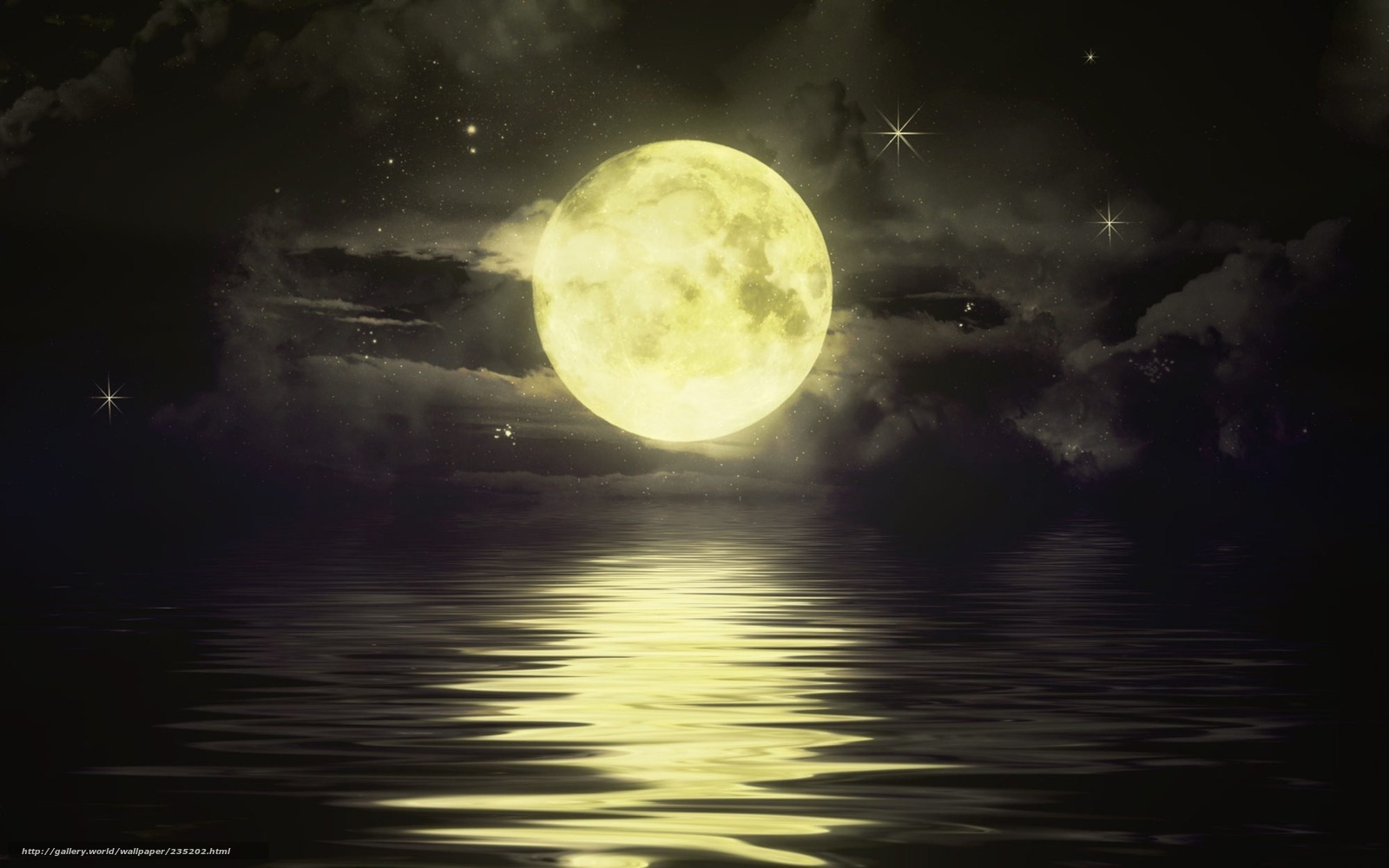 Full moon over calm water