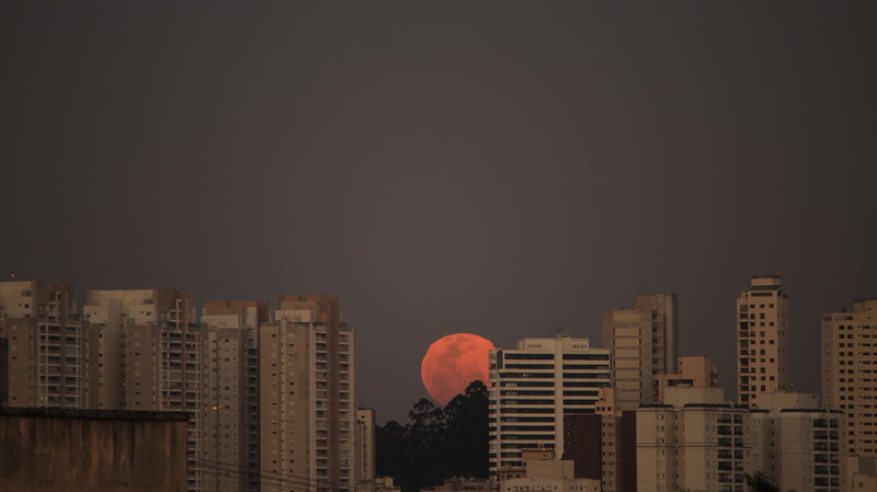 Full Moon over City — Gray