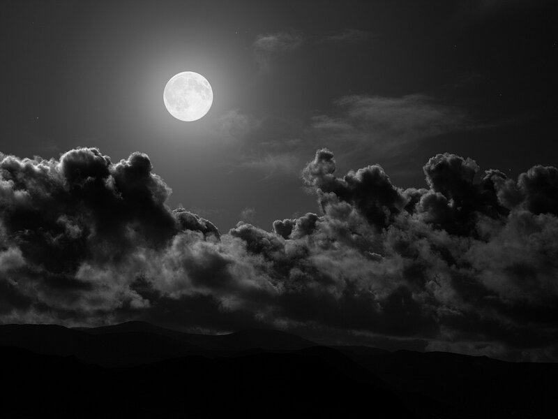 Full Moon over Clouds — Black, Gray