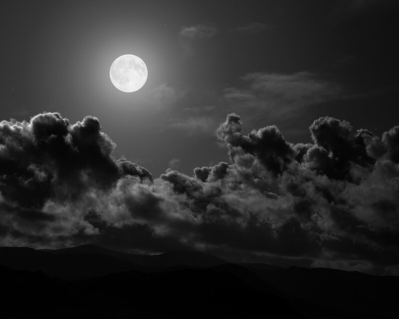 Full Moon over Clouds — Black