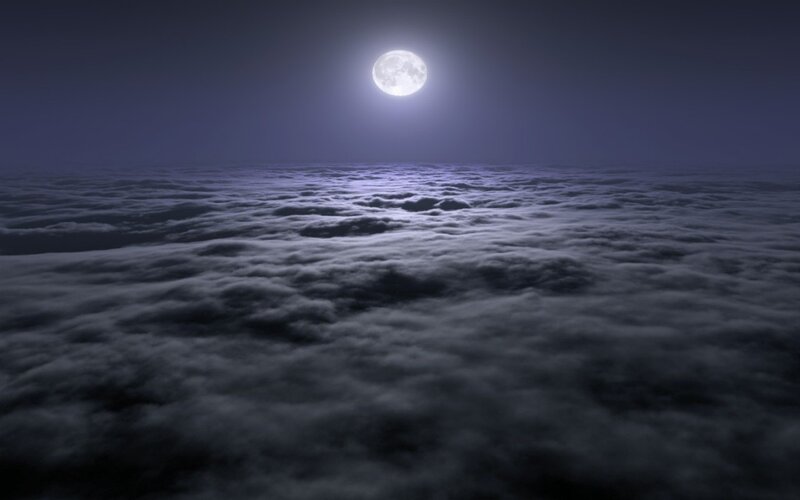 Full Moon over Clouds — Gray
