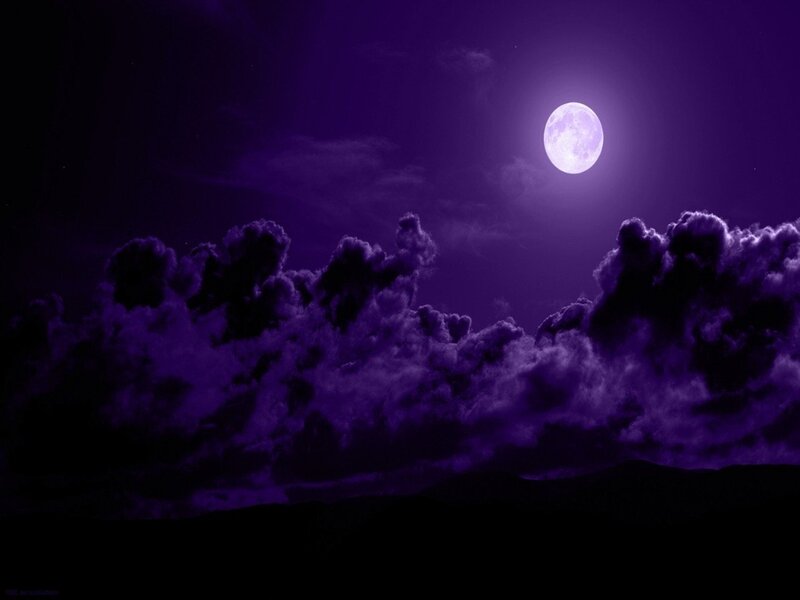 Full Moon over Clouds — Purple, Dramatic, Night