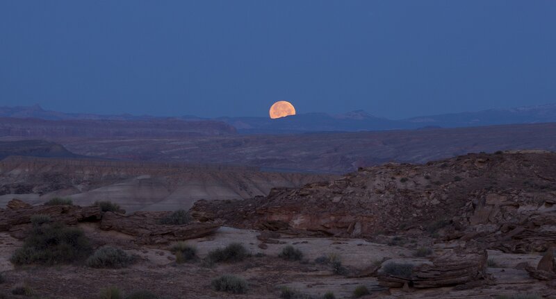 Full Moon over Desert — Blue