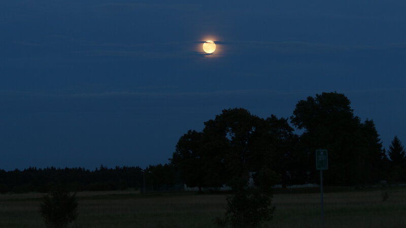 Full Moon over Field — Blue, Serene, Night