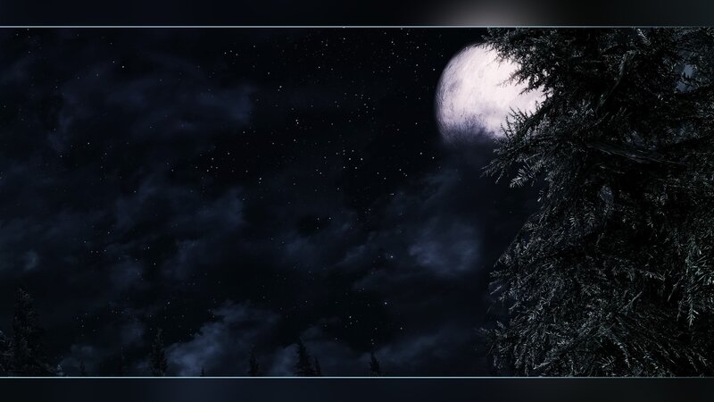Full Moon over Forest — Black, Serene, Night, Digital Art, Stars