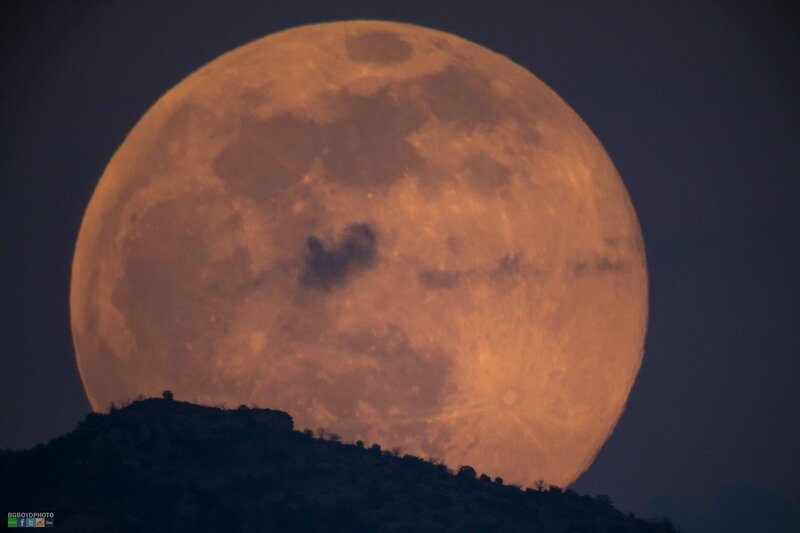 Full Moon over Hill — Orange, Dramatic