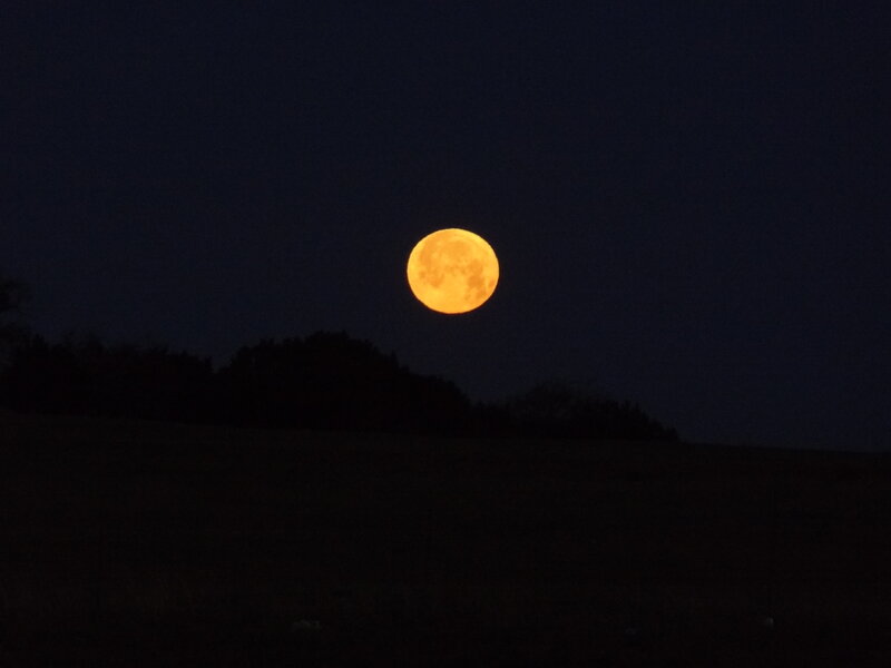 Full Moon over Hill — Orange, Serene
