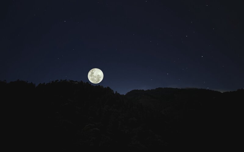 Full Moon over Hills — Black