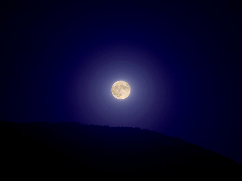 Full Moon over Hills — Blue, Serene, Night