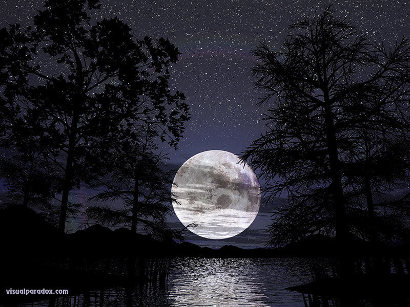 Full Moon over Lake — Serene