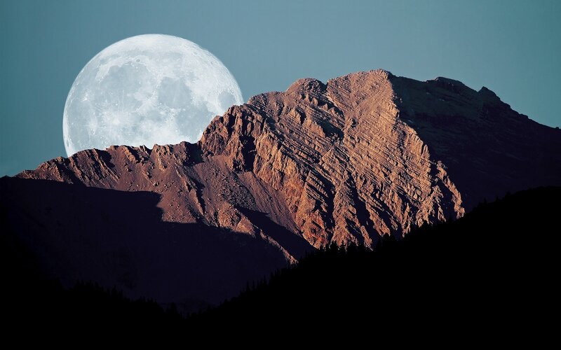 Full Moon over Mountain — Blue