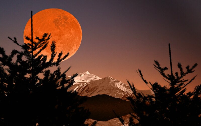 Full Moon over Mountain — Orange