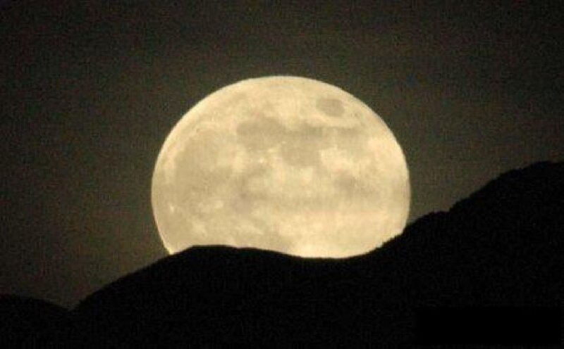Full Moon over Mountains — Black, Dramatic, Night