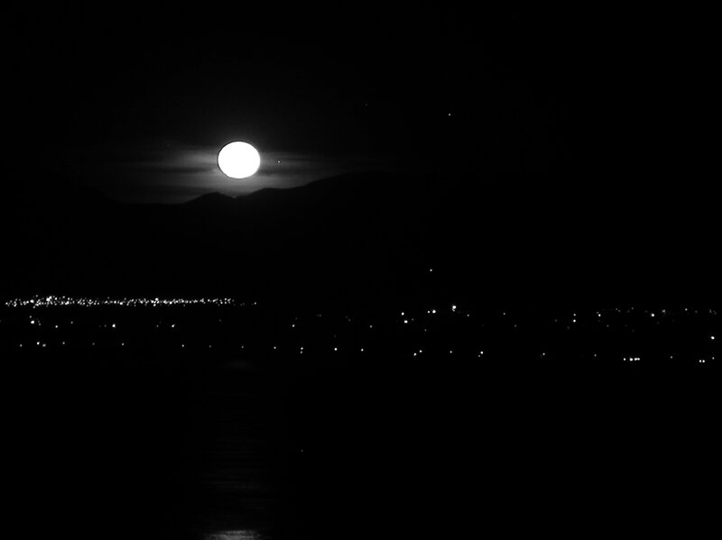 Full Moon over Mountains — Black