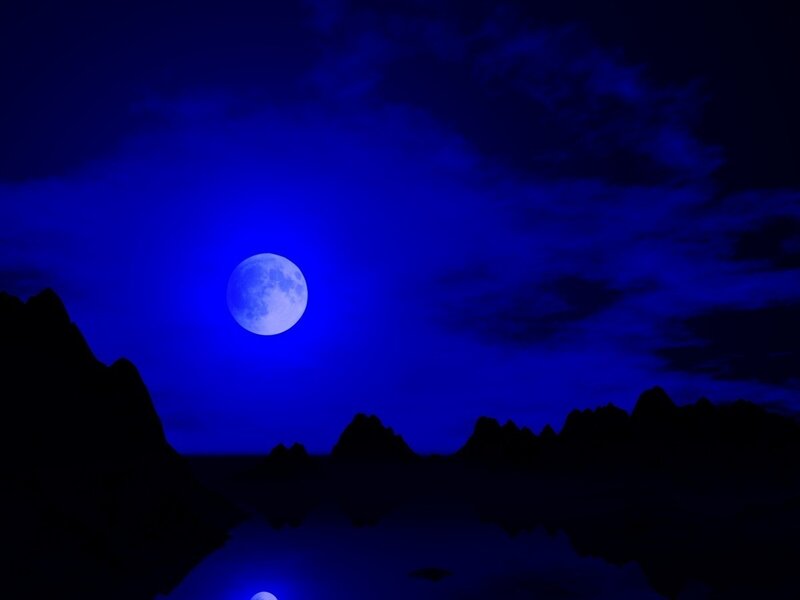 Full Moon over Mountains — Blue