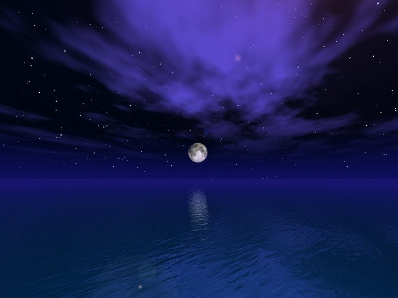 Full Moon over Ocean — Blue, Serene