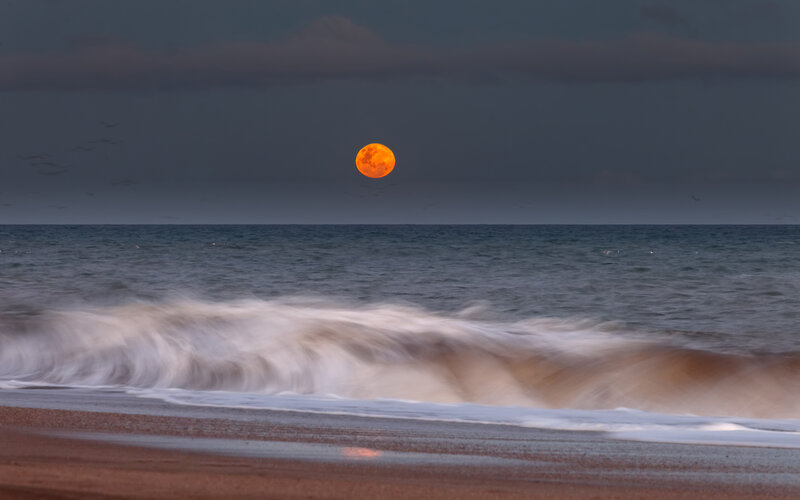 Full Moon over Ocean — Orange