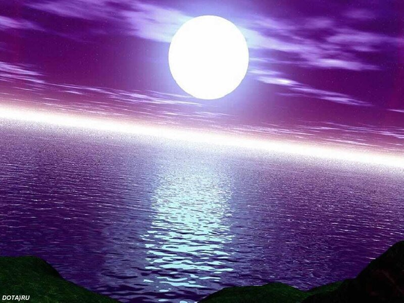 Full Moon over Ocean — Purple, Serene, Night