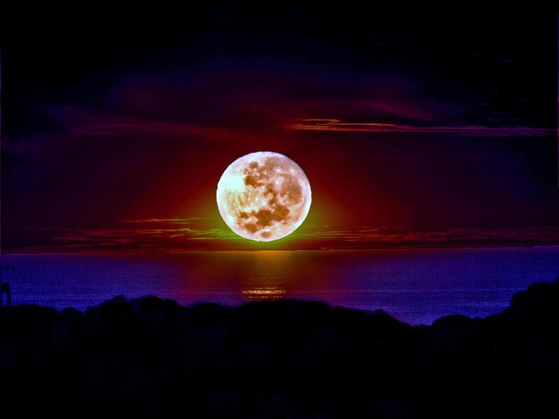 Full Moon over Ocean — Purple