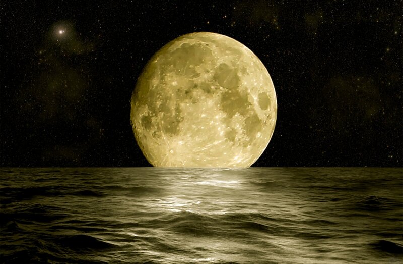Full Moon over Ocean — Yellow