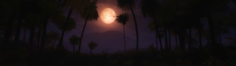 Full Moon over Palm Trees — Purple