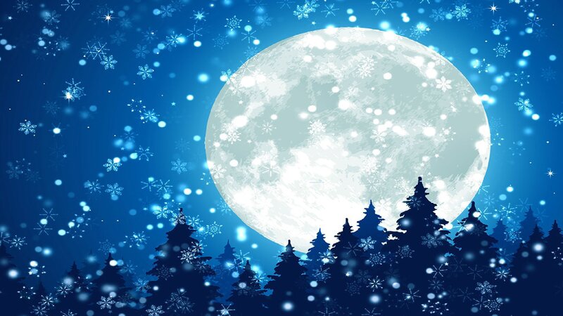 Full Moon over Pine Trees — Blue