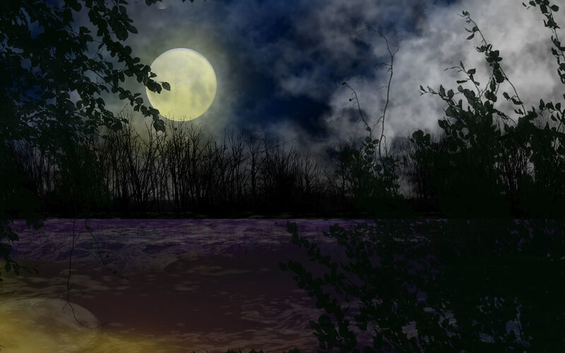 Full Moon over River — Purple