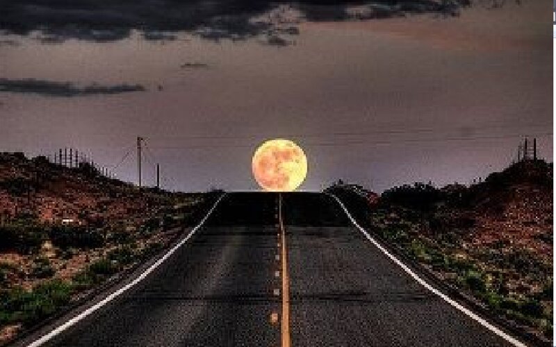 Full Moon over Road