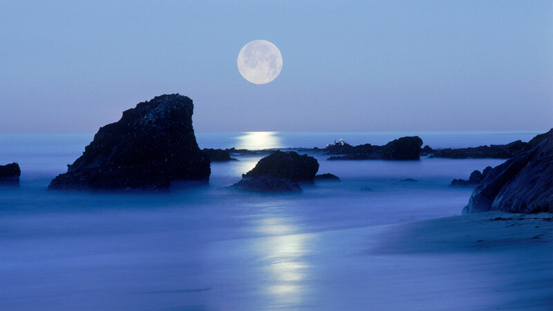 Full Moon over Rocky Beach