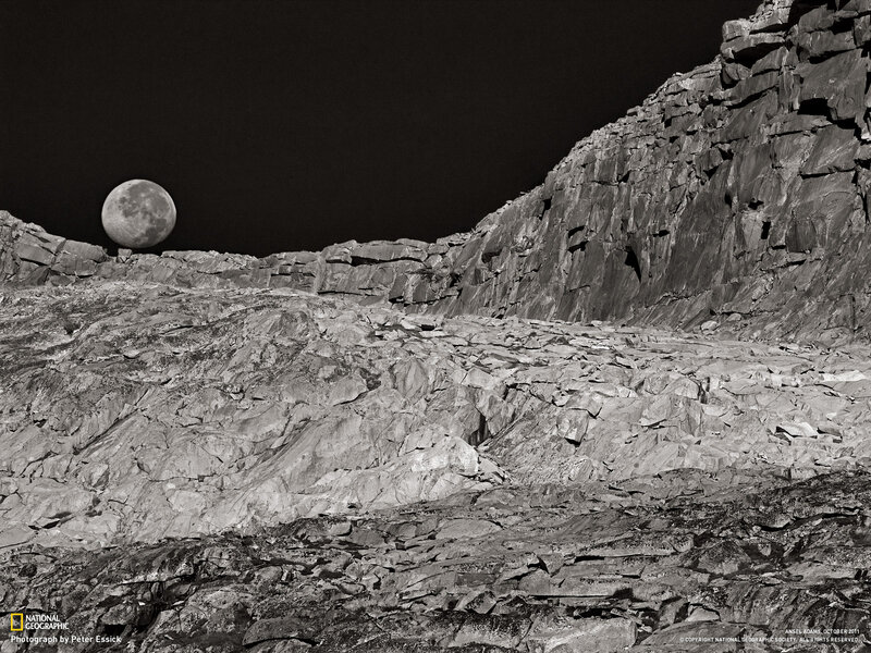 Full Moon over Rocky Terrain