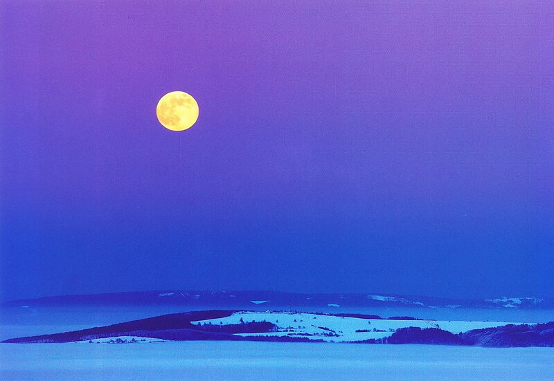 Full Moon over Snowy Hills