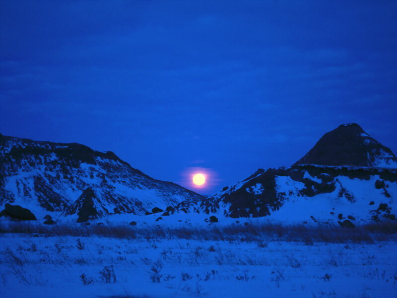 Full Moon over Snowy Mountains — Blue