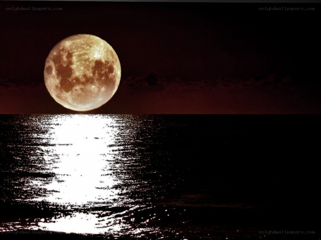 Full moon over the ocean